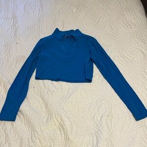 Women’s Zara blue long sleeve ribbed crop size L